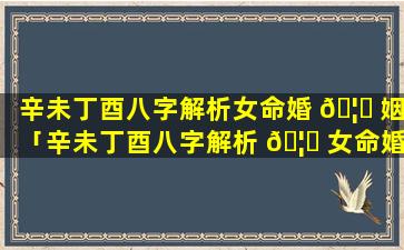 辛未丁酉八字解析女命婚 🦁 姻「辛未丁酉八字解析 🦅 女命婚姻如何」